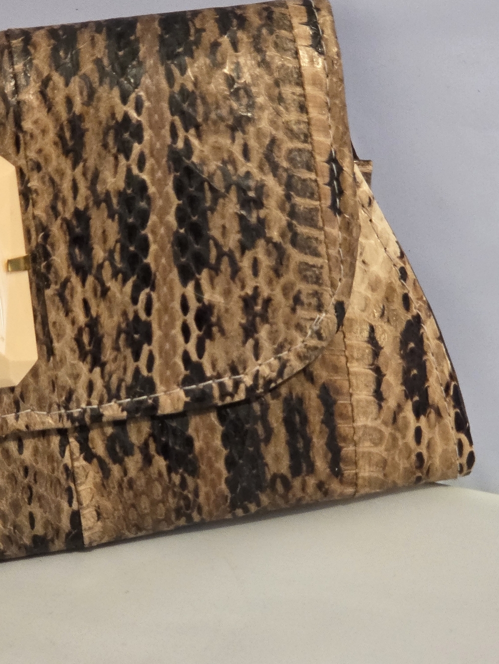 Natural Python Snakeskin Clutch, Vinyage - Picture 10 of 12